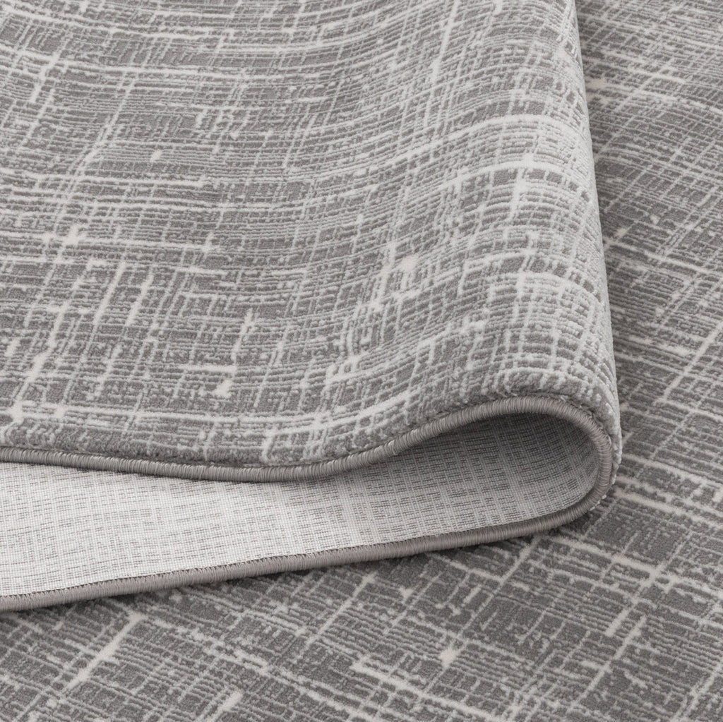 Atina Distressed Geo Lines Grey Rug - AT02 – view 4