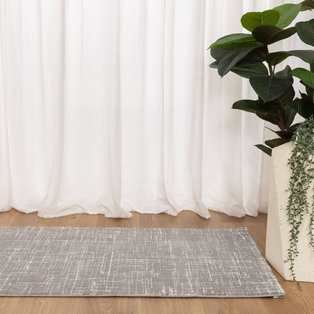 Atina Distressed Geo Lines Grey Rug - AT02 – view 8
