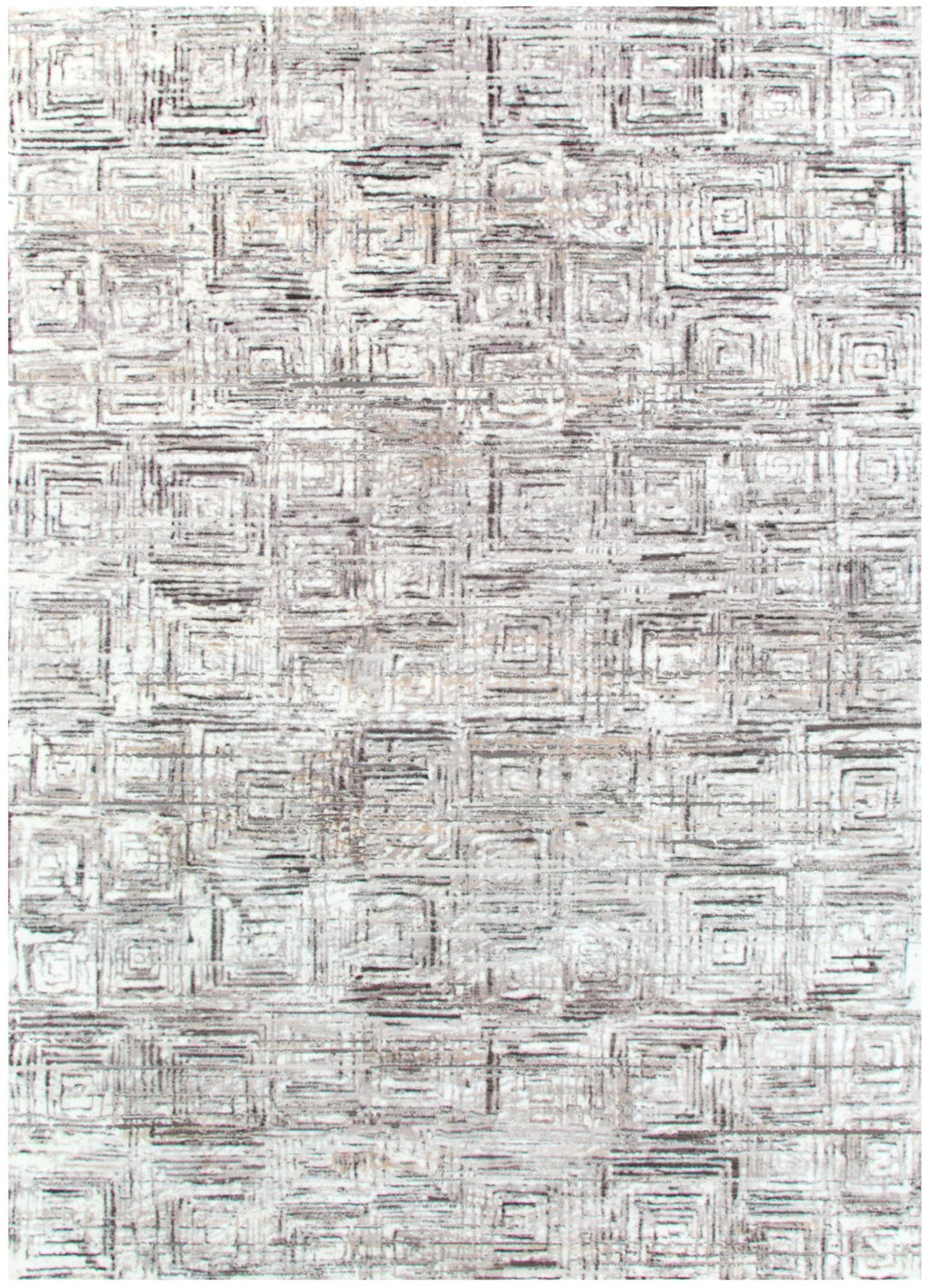 Atina Distressed Geo Squares Grey Rug - AT03 – view 2