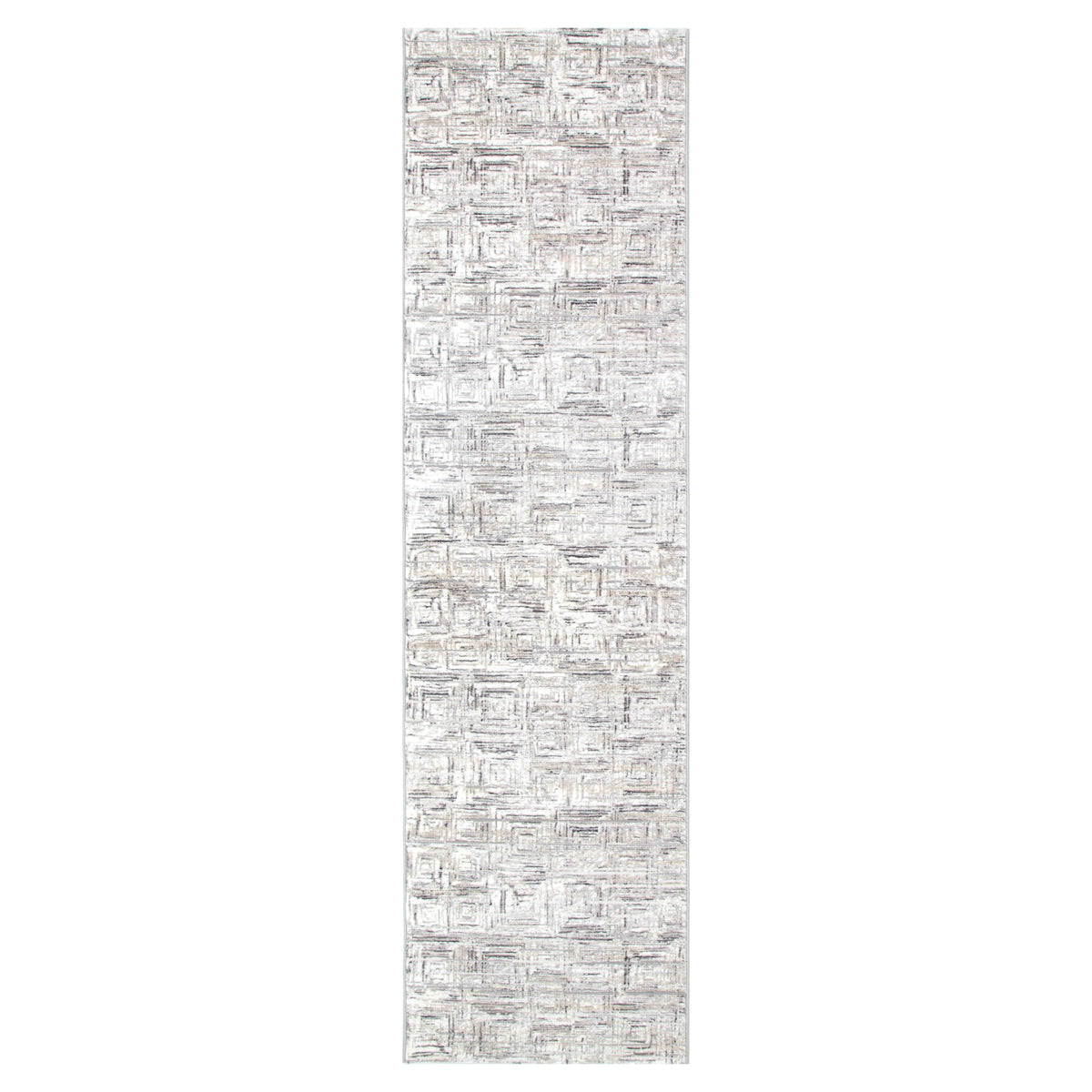 Atina Distressed Geo Squares Grey Rug - AT03 – view 6