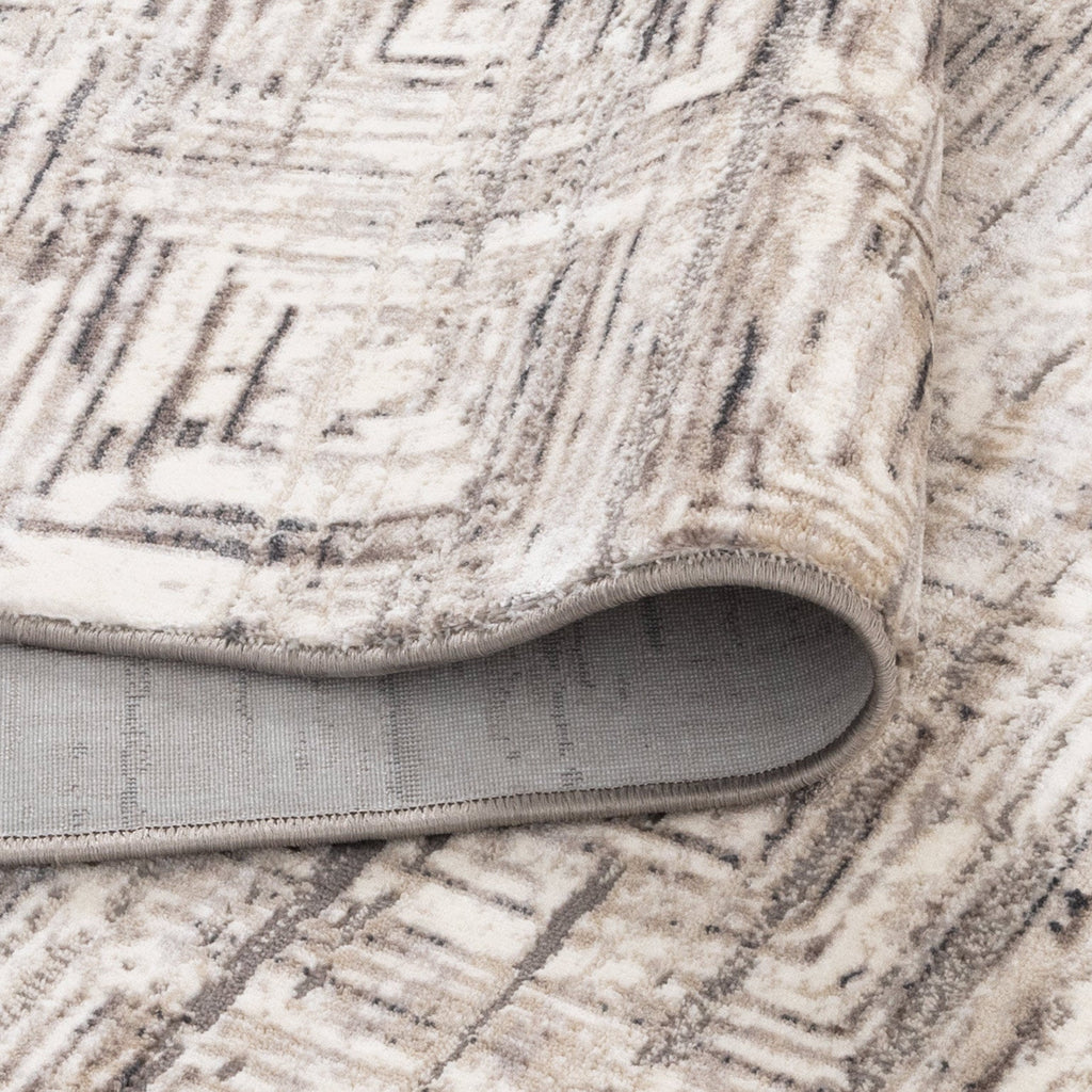 Atina Distressed Geo Squares Grey Rug - AT03 – view 4