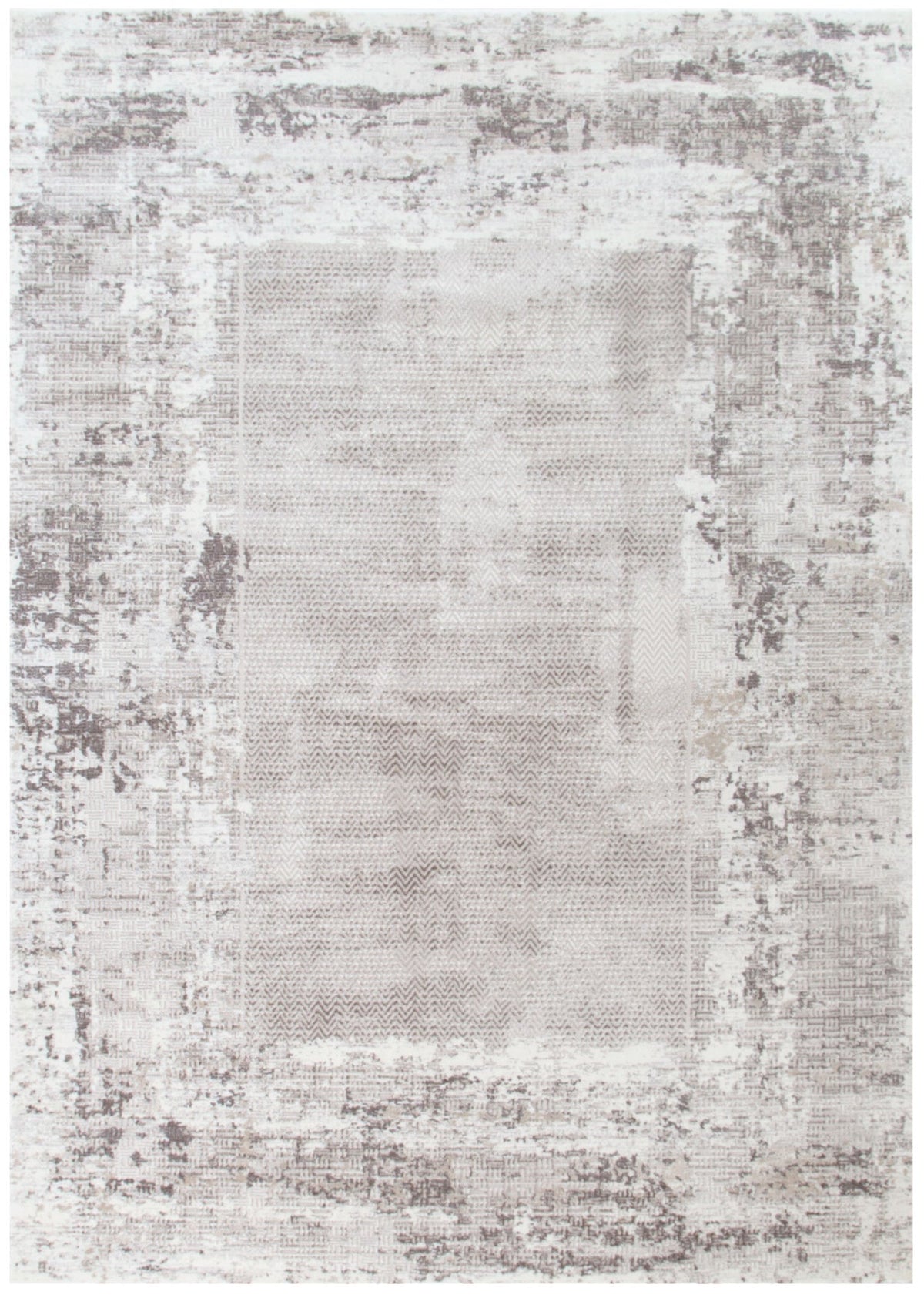 Atina Distressed Border Beige Grey Rug - AT04 – view 2