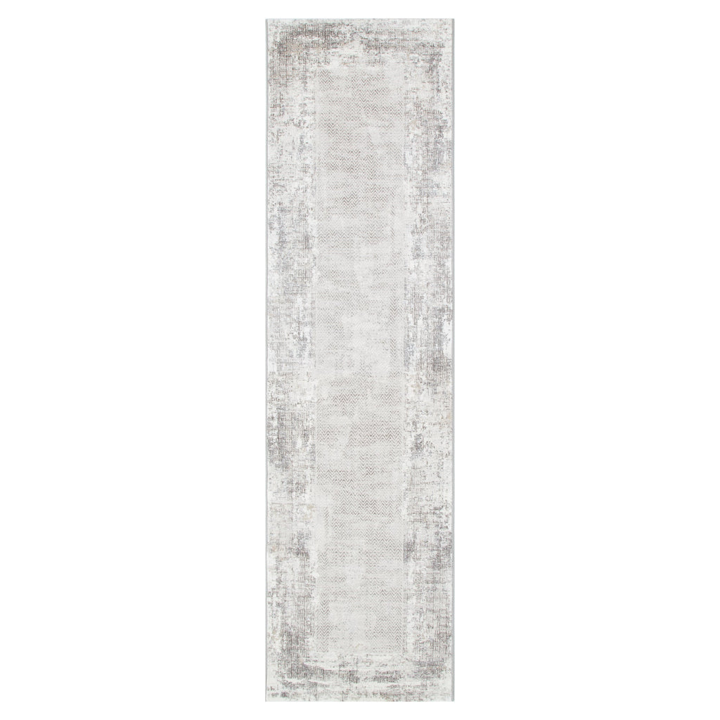Atina Distressed Border Beige Grey Rug - AT04 – view 6