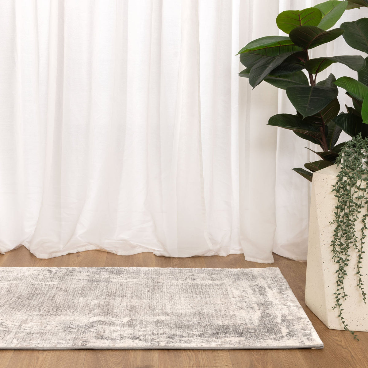 Atina Distressed Border Beige Grey Rug - AT04 – view 8