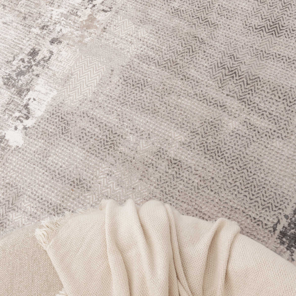 Atina Distressed Border Beige Grey Rug - AT04 – view 5