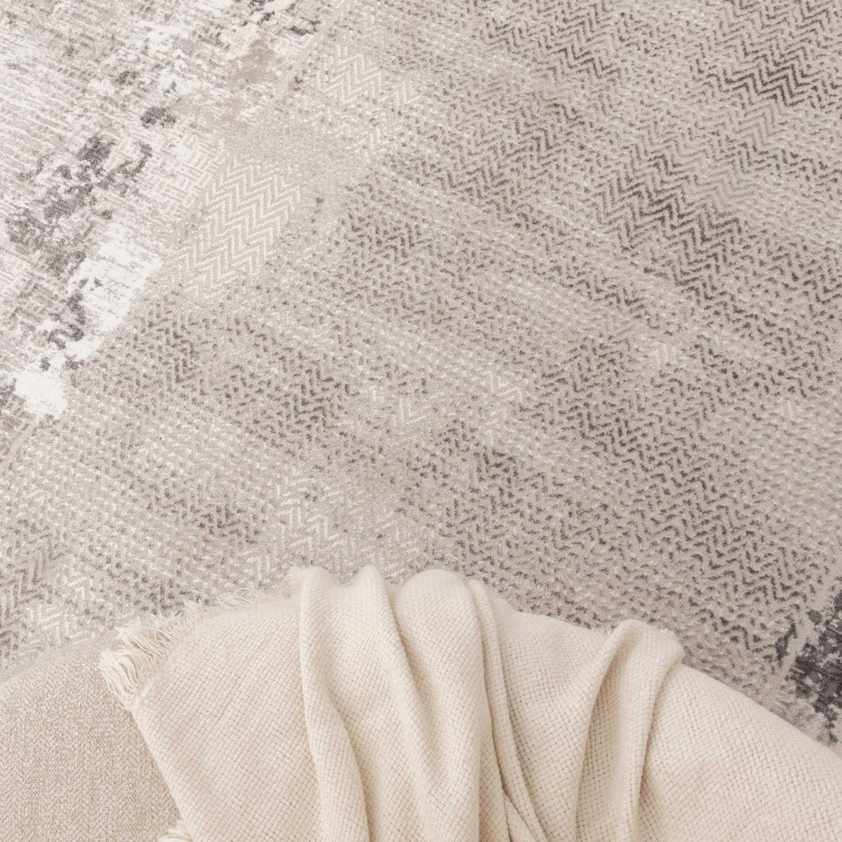 Atina Distressed Border Beige Grey Rug - AT04 – view 5