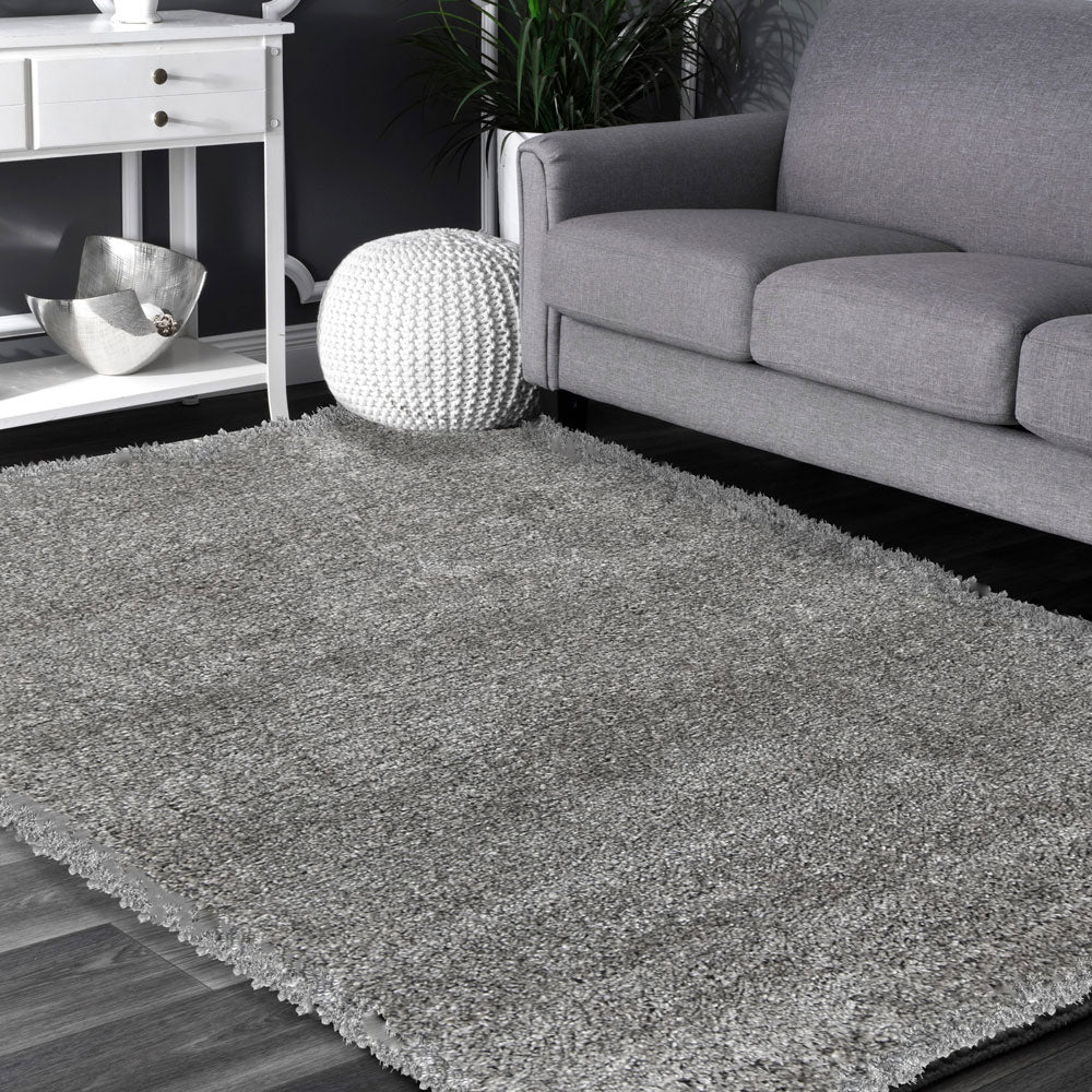 Austin Grey Shaggy Rug styled with furniture