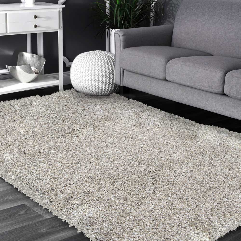 Austin Beige Shaggy Rug styled with furniture