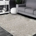 Austin Beige Shaggy Rug styled with furniture