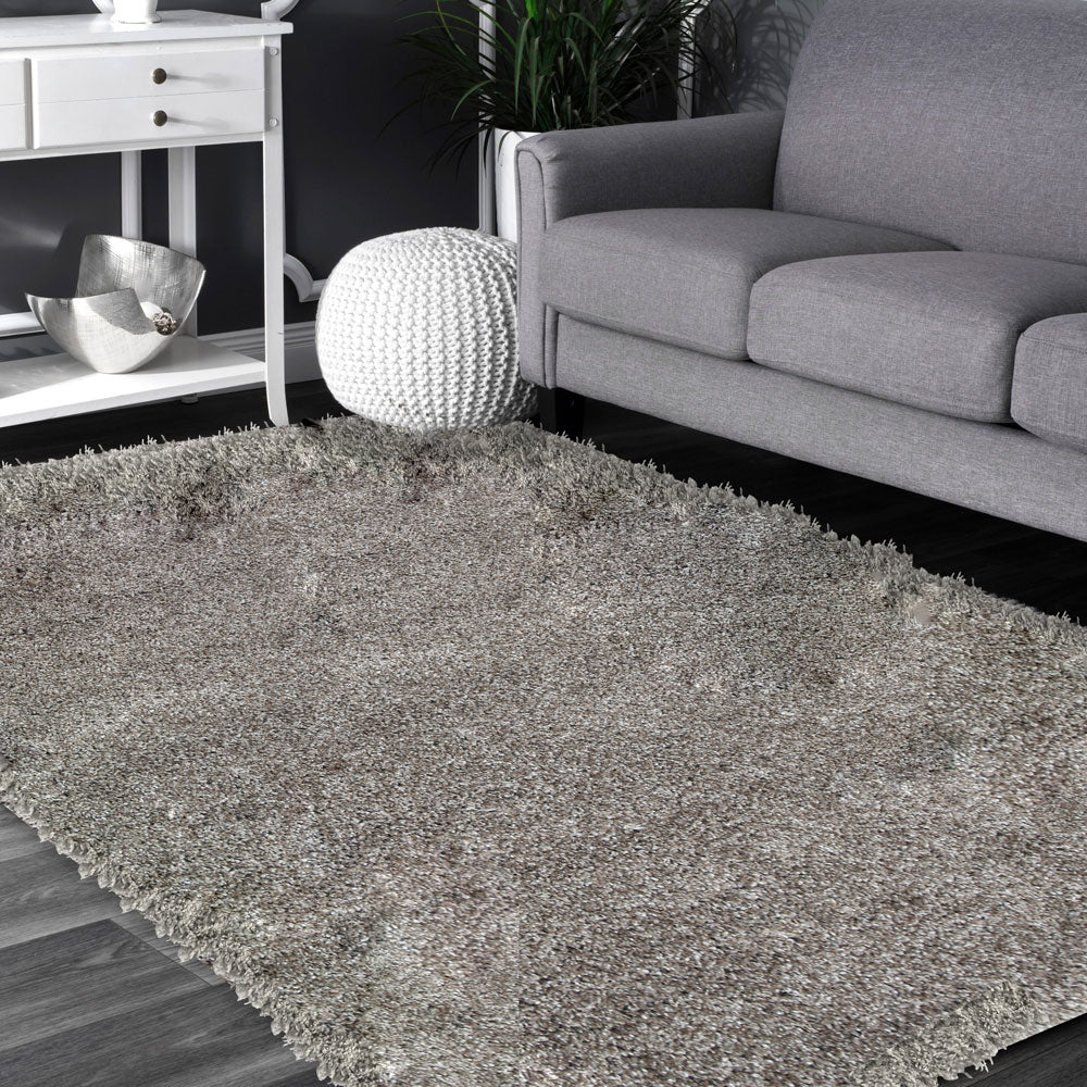 Austin Brown Beige Shaggy Rug styled with furniture