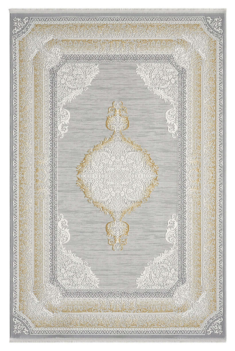 Kervan Rug AK187 Grey Gold Turkish Rug, Kervan Rug - A7114 Grey Gold Turkish Rug for Busy Homes