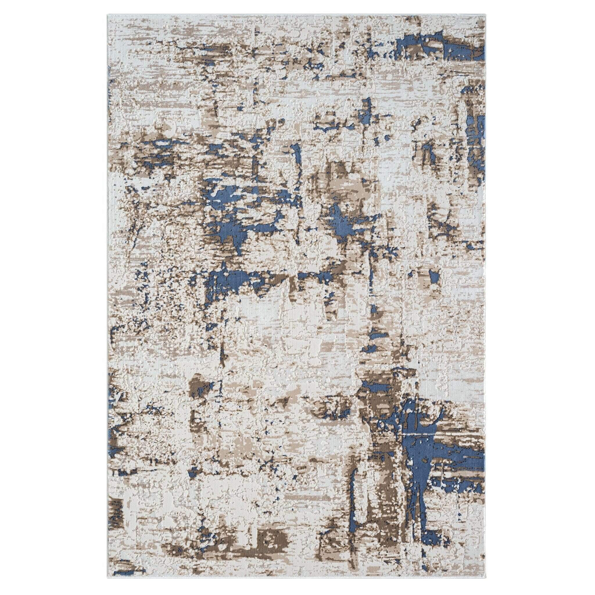 Abstract Modern Turkish Rugs Fable 475 Arctic showcasing serene tones and textured design in contemporary settings.