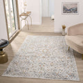 Adelia 638 Ivory – Soft Textured Turkish Rug (Cream) styled in a furnished room