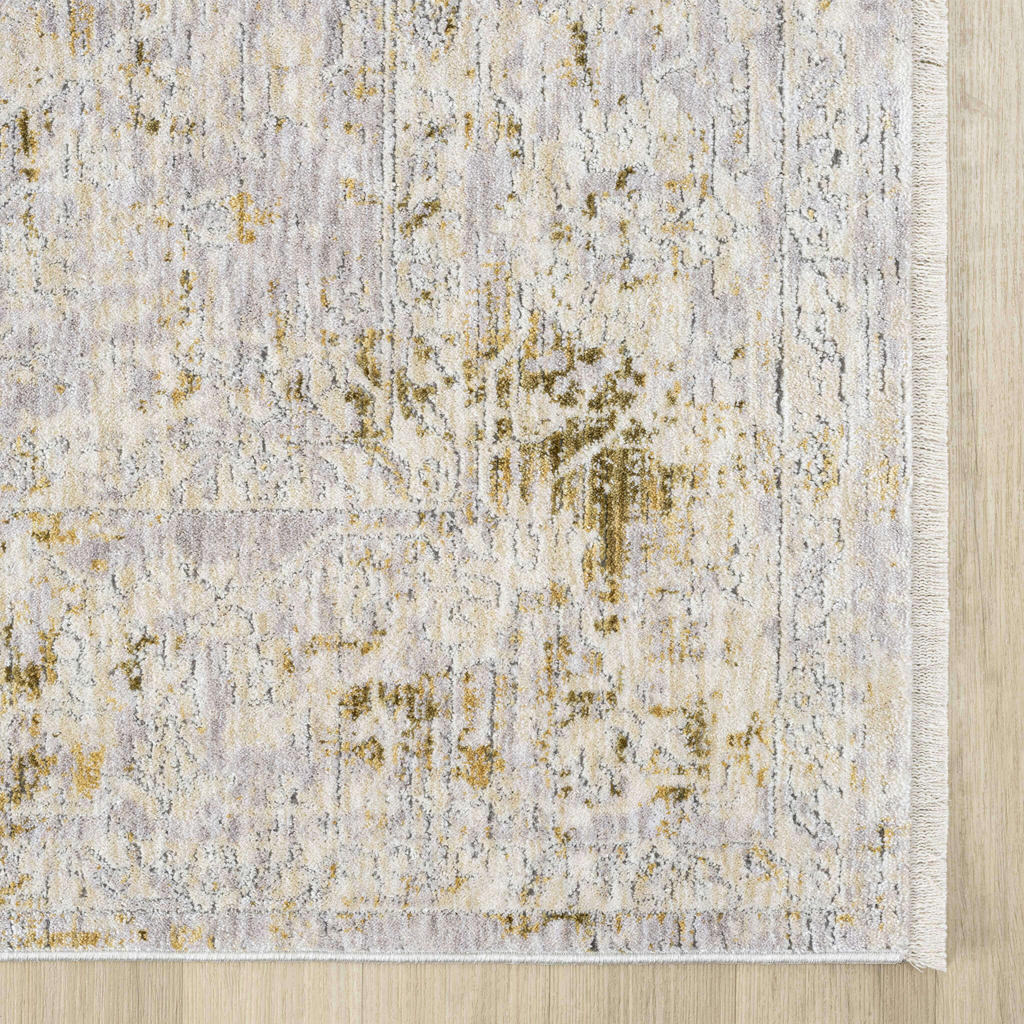 Adelia 645 Pearl Runner in a calm cream tone with shed-resistant, anti-static pile and short fringes. Power-loomed for durable, easy-care hallway style.