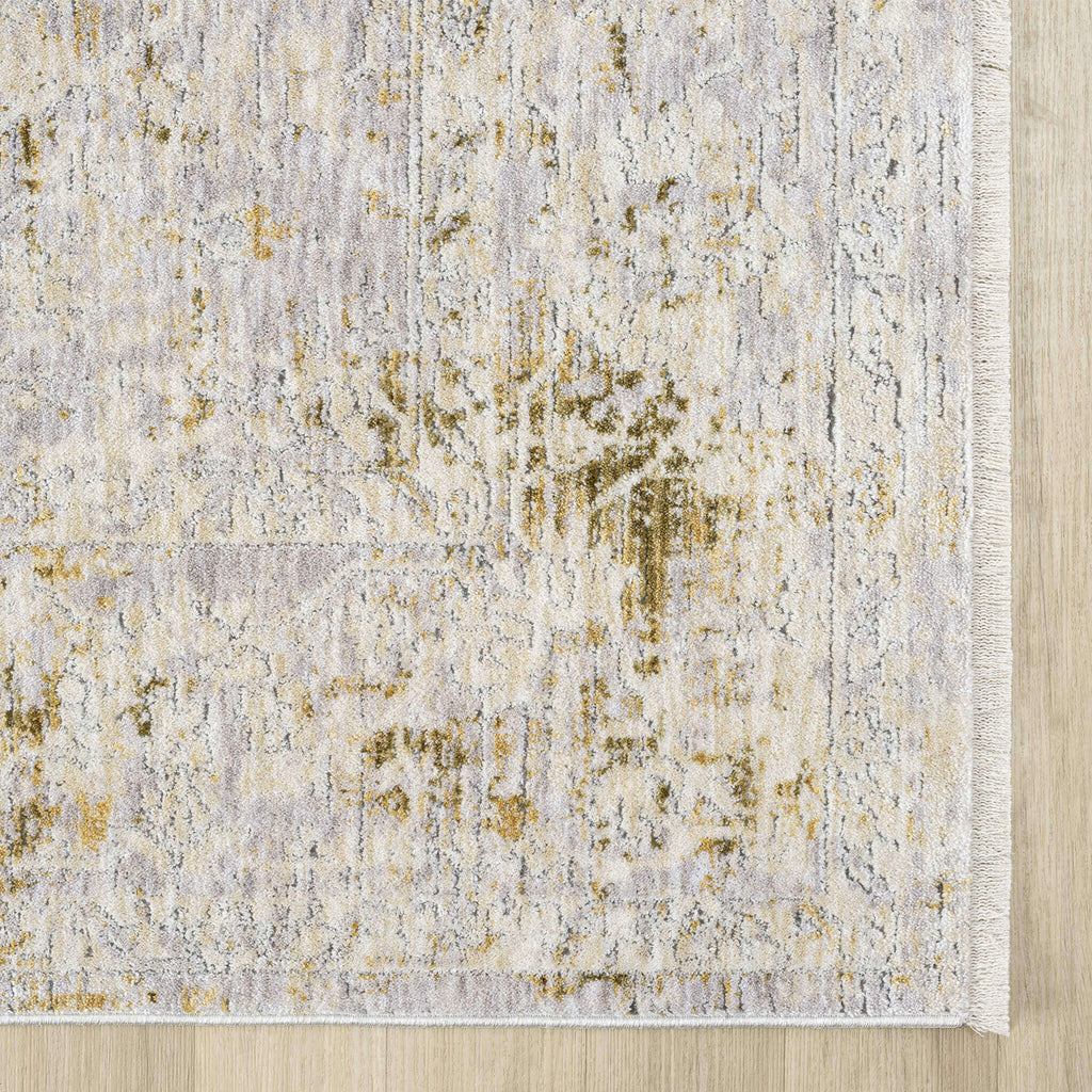 Adelia 645 Pearl Runner in a calm cream tone with shed-resistant, anti-static pile and short fringes. Power-loomed for durable, easy-care hallway style.