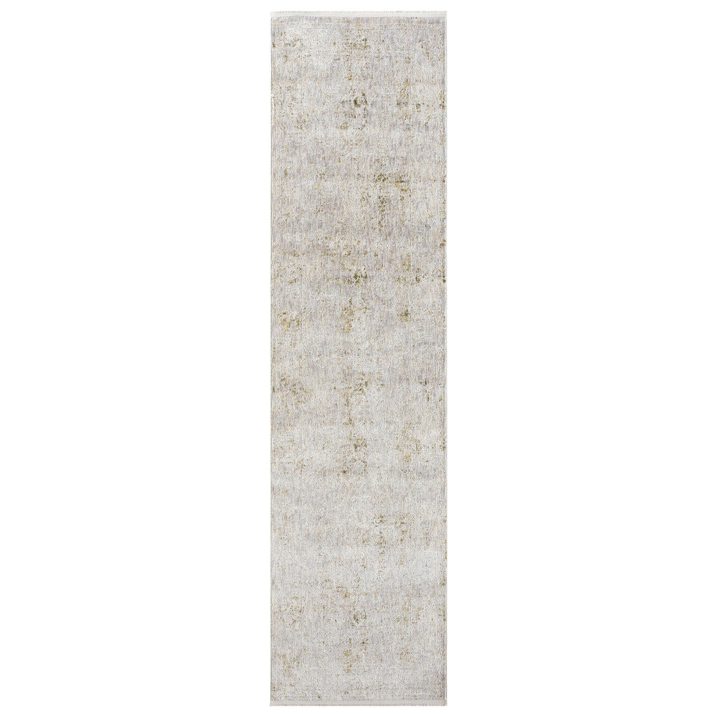Adelia 645 Pearl Runner in a calm cream tone with shed-resistant, anti-static pile and short fringes. Power-loomed for durable, easy-care hallway style.