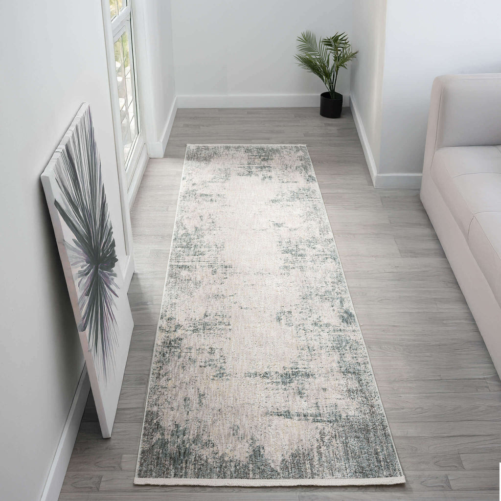 Adelia 646 Steel Runner with shed-resistant, anti-static pile and short fringes. Power-loomed in Türkiye for durable, easy-care hallway style