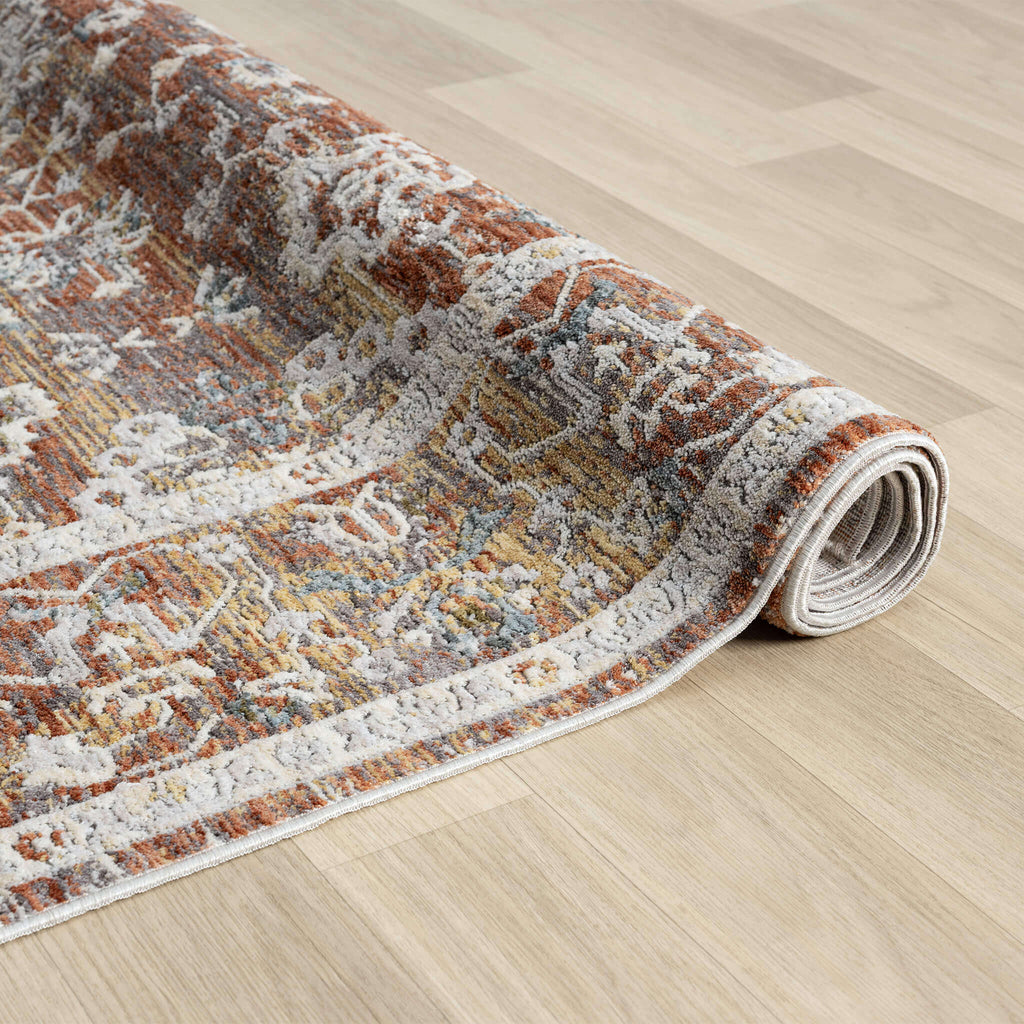 Adelia 648 Terra Runner with shed-resistant, anti-static pile and short fringes. Power-loomed in Türkiye for durable, easy-care hallway style.