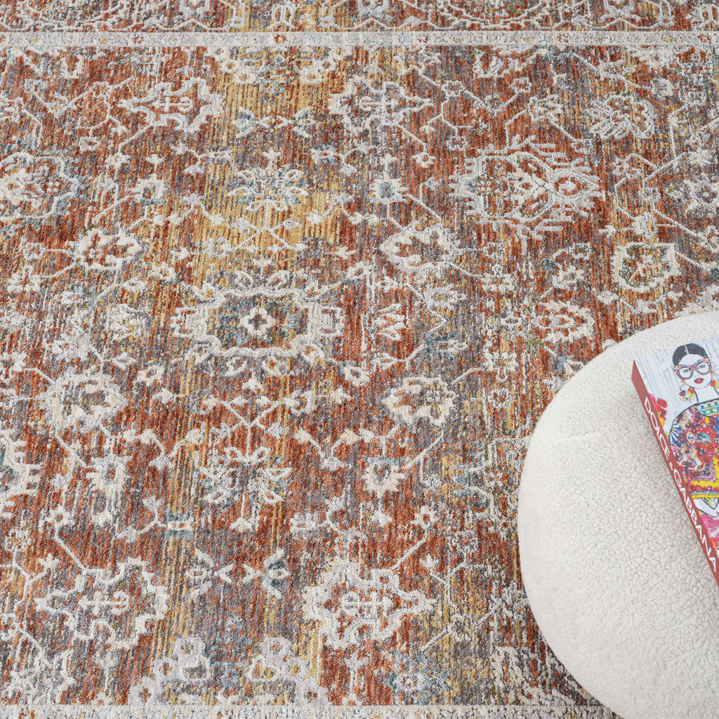 Adelia 648 Terra offers a soft, shed-resistant pile with short fringes and anti-static ease. Power-loomed in Türkiye for durable, elegant everyday living.