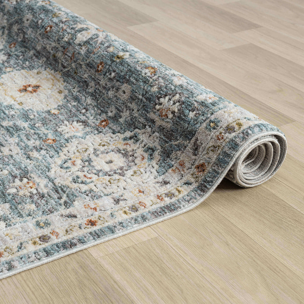 Adelia 649 Denim Runner combines style and durability for busy hallways. Experience refined texture and a tailored finish with this shed-resistant rug.
