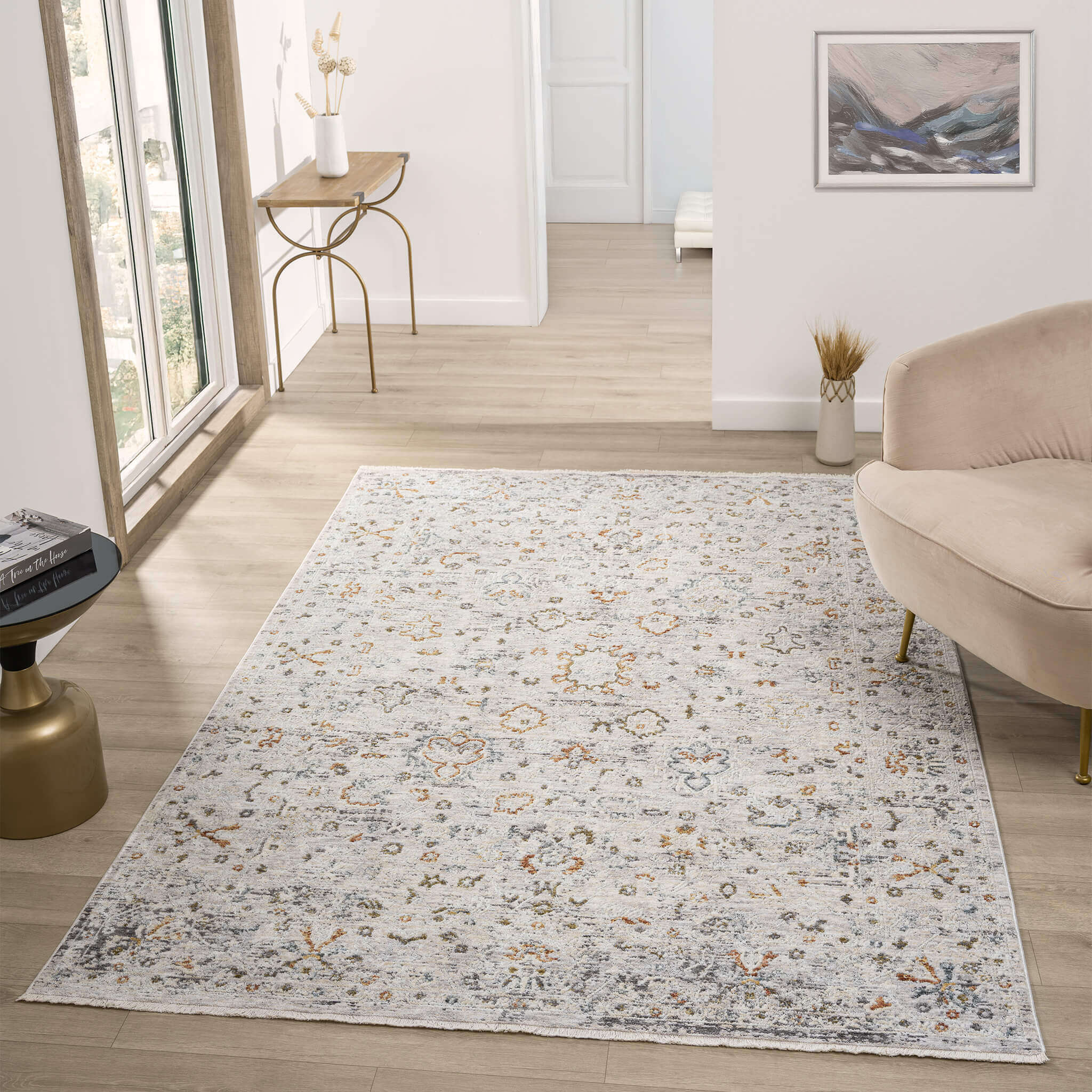 Adelia 638 Ivory – Soft Textured Turkish Rug (Cream)