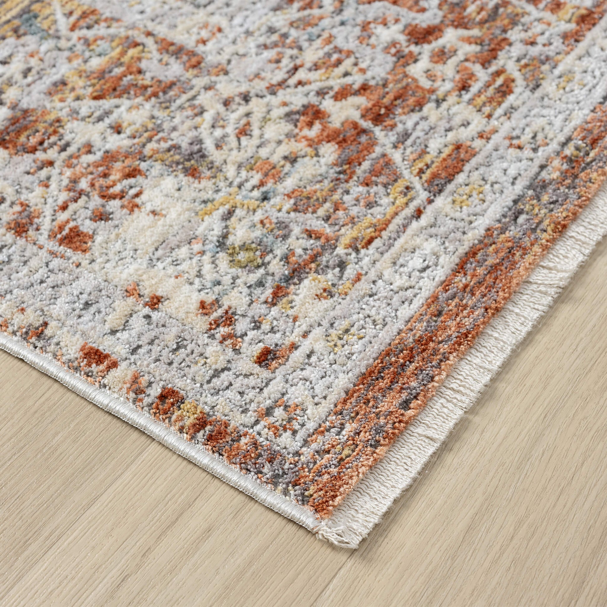 Adelia 648 Terra Runner with shed-resistant, anti-static pile and short fringes. Power-loomed in Türkiye for durable, easy-care hallway style.