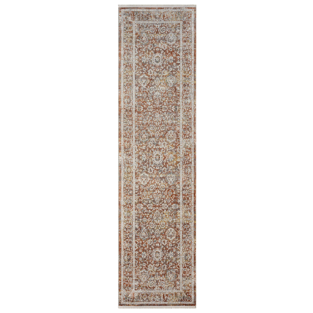 Adelia 648 Terra Runner with shed-resistant, anti-static pile and short fringes. Power-loomed in Türkiye for durable, easy-care hallway style.