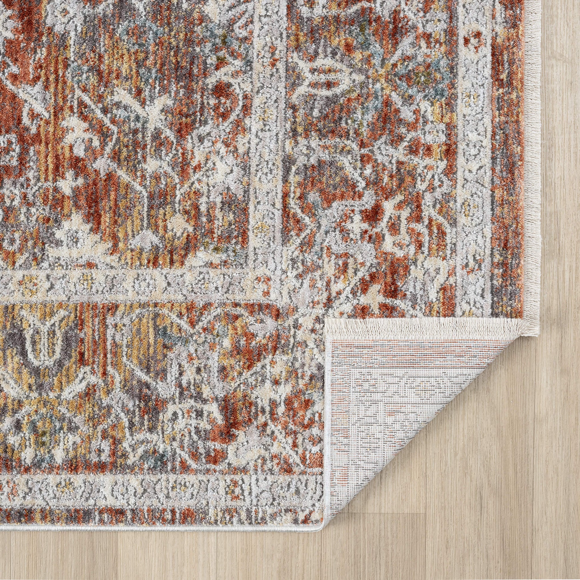 Adelia 648 Terra Runner with shed-resistant, anti-static pile and short fringes. Power-loomed in Türkiye for durable, easy-care hallway style.