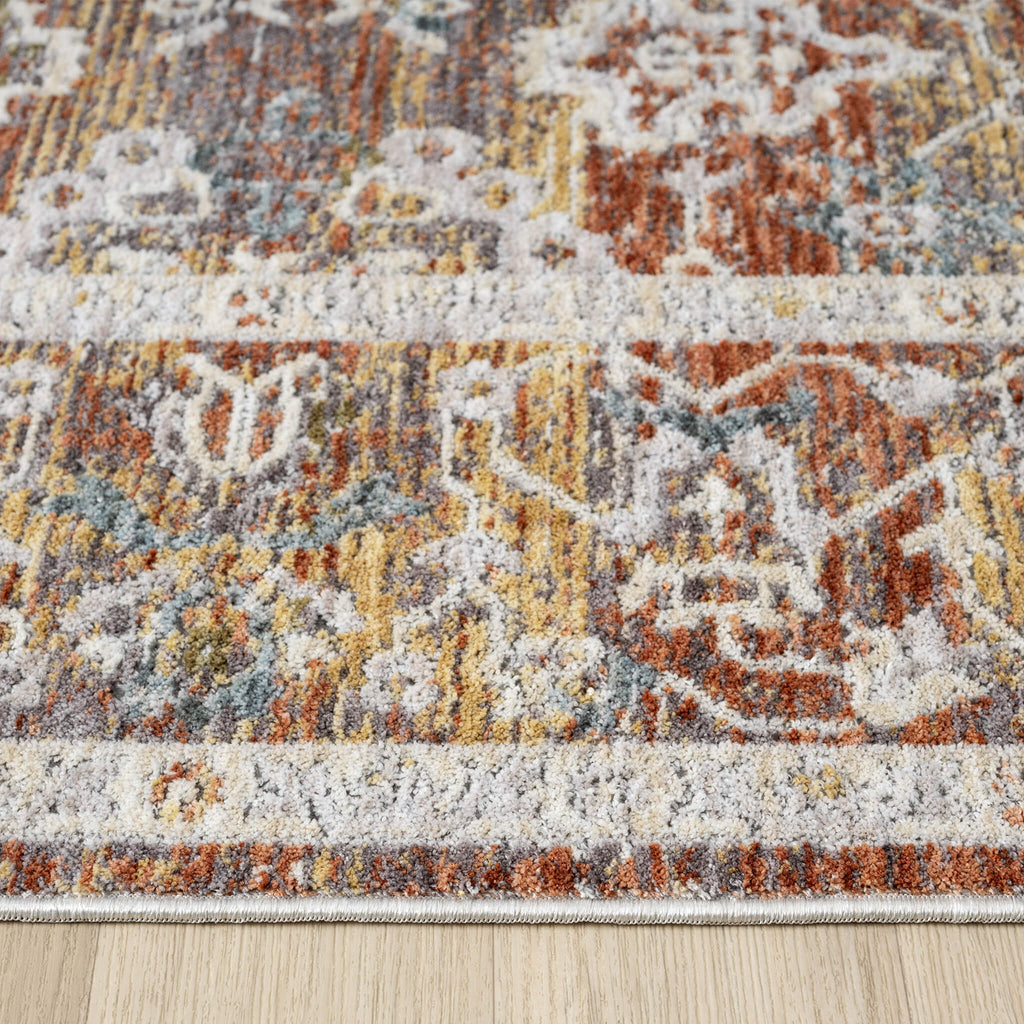 Adelia 648 Terra Runner with shed-resistant, anti-static pile and short fringes. Power-loomed in Türkiye for durable, easy-care hallway style.