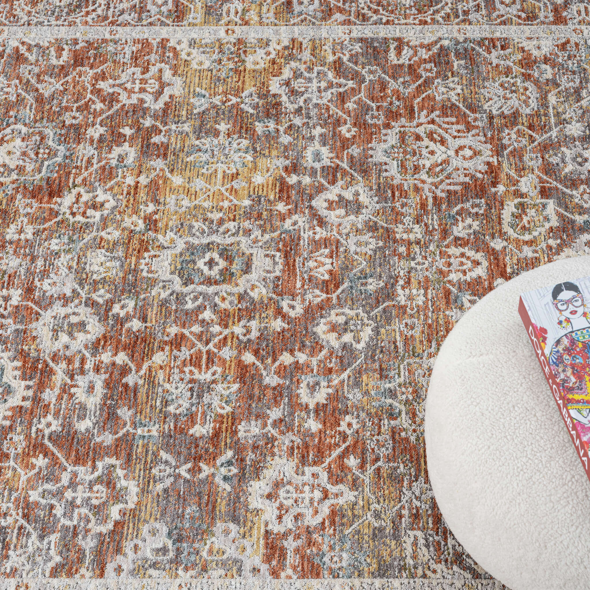 Adelia 648 Terra offers a soft, shed-resistant pile with short fringes and anti-static ease. Power-loomed in Türkiye for durable, elegant everyday living.