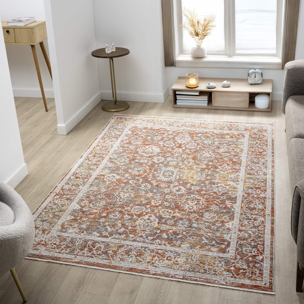 Adelia 648 Terra offers a soft, shed-resistant pile with short fringes and anti-static ease. Power-loomed in Türkiye for durable, elegant everyday living.