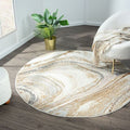 Amber 184 Sand Round styled in a furnished room