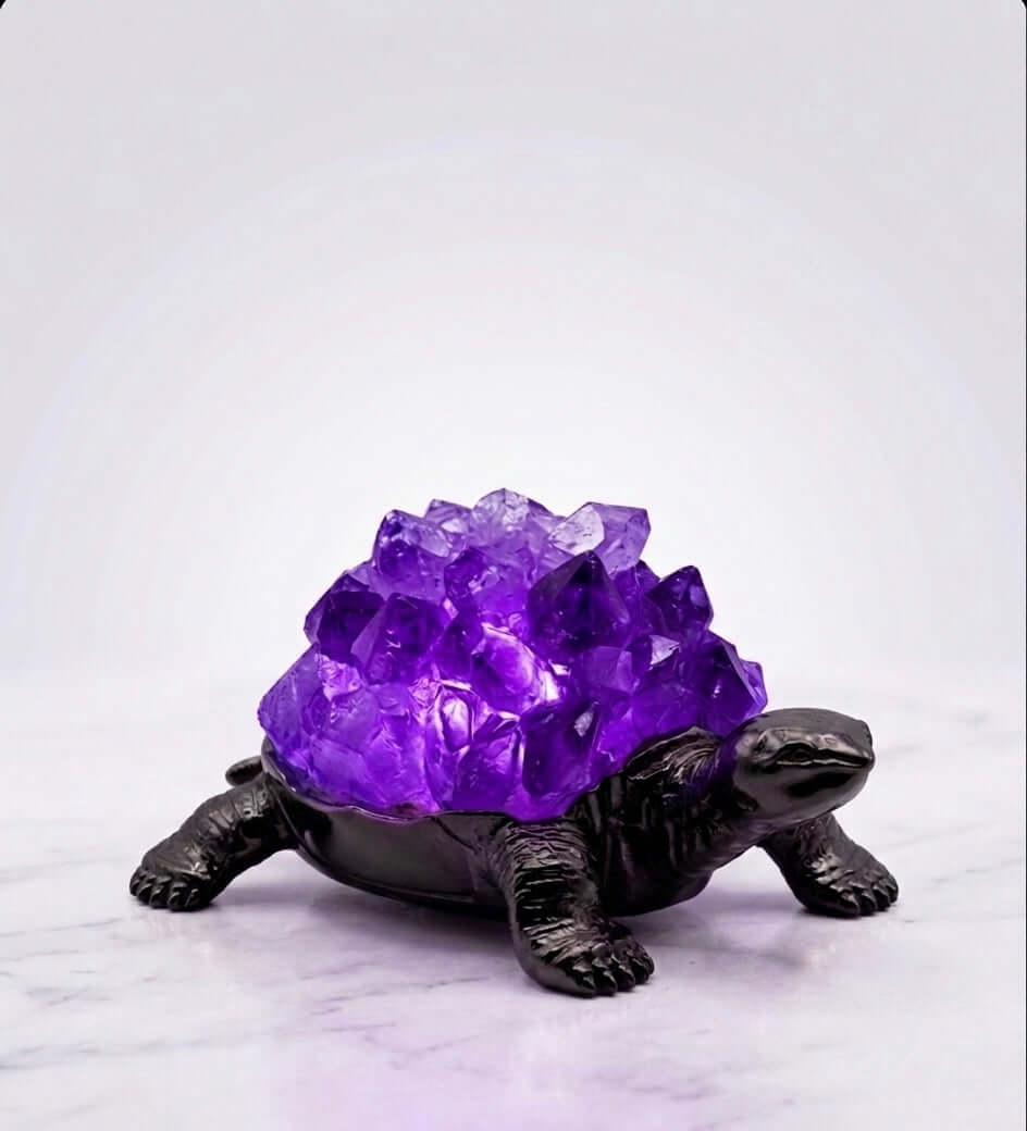 Amethyst Crystal Turtle Lamp – USB Crystal LED Decorative Light