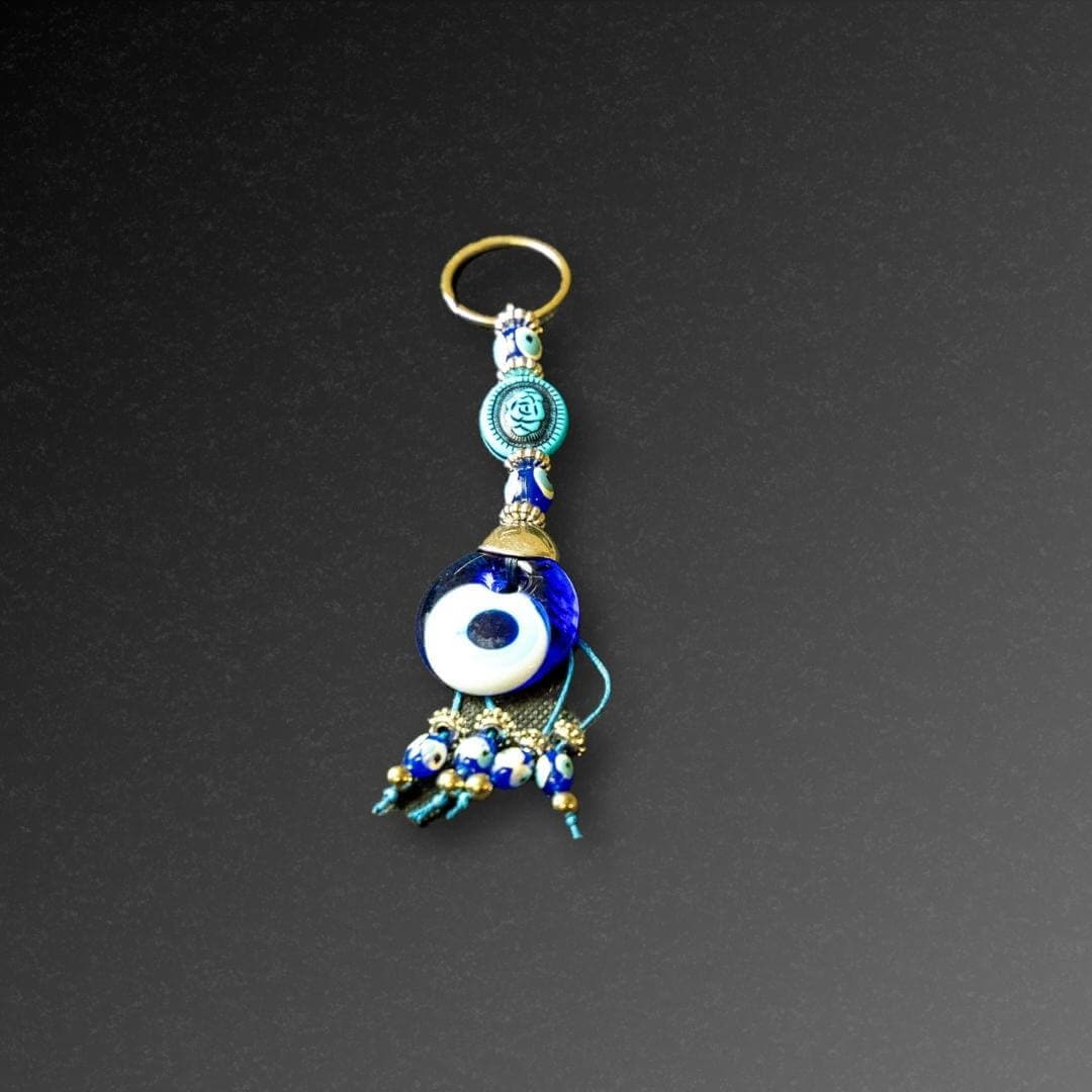 Aqua Rose Evil Eye Keyring
