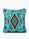 Aqua Serenity Kilim Cushion - 40x40cm, handwoven decorative throw pillow with traditional patterns and soothing colors.