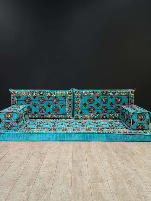 Arabian Majlis Aqua Diamond – 5 Piece Arabic Floor Seating