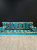 Arabian Majlis Aqua Diamond – 5 Piece Arabic Floor Seating