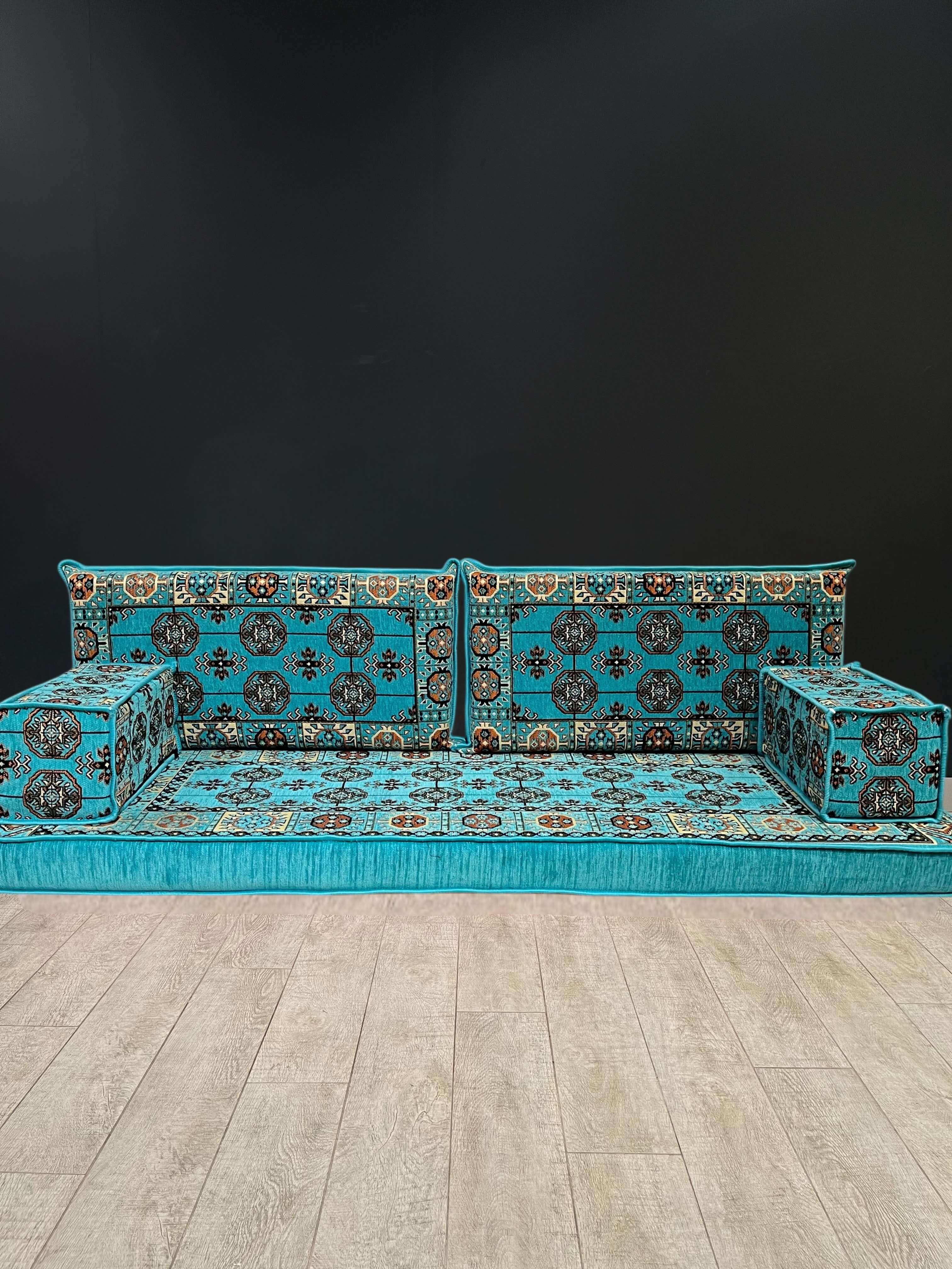 Arabian Majlis Aqua Diamond – 5 Piece Arabic Floor Seating