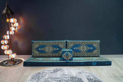 Arabian Majlis (Divan Set) Blue Palace Floor Cushions   