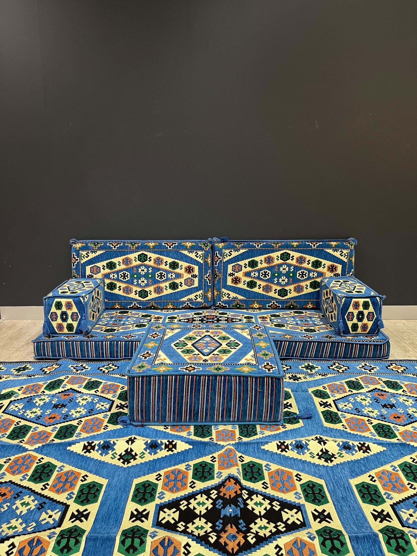 Arabian Majlis (Full Arabic Seat) Blue Royal Arabic Seat   