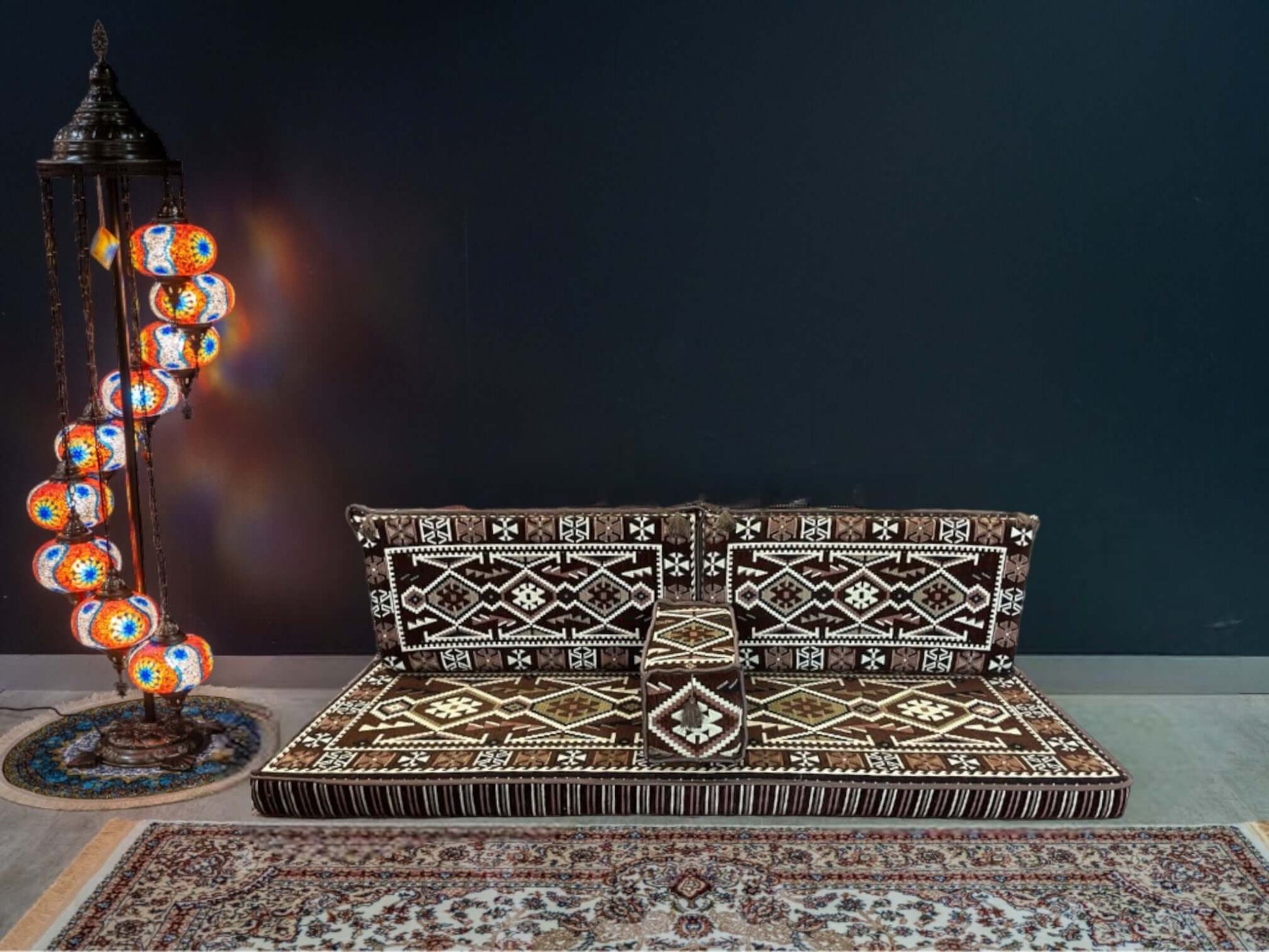 Arabian Majlis (Divan Set) Brown Serenity Floor Cushions   