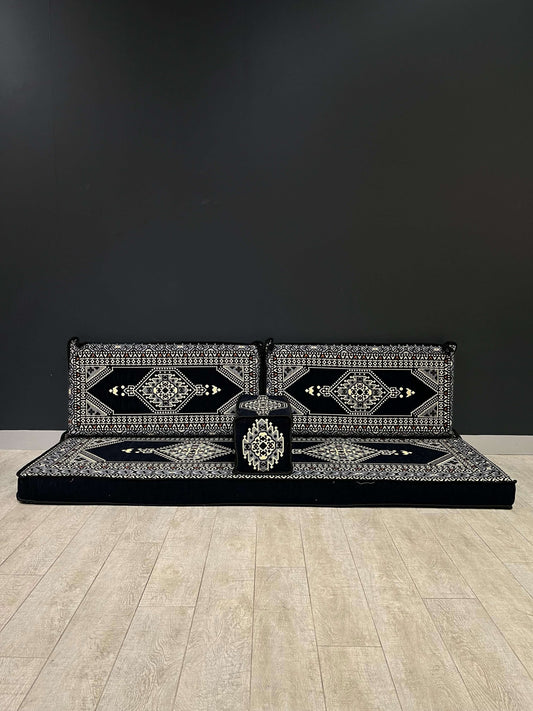 Arabian Majlis (Divan Set) Floor Cushions Bazaar G Rugs N Gifts-Transform your space with our Arabian Majlis Divan Set Floor Cushions. Made in Turkey, these 100% cotton, washable cushions offer firm support and a traditional look. Perfect for creating a c