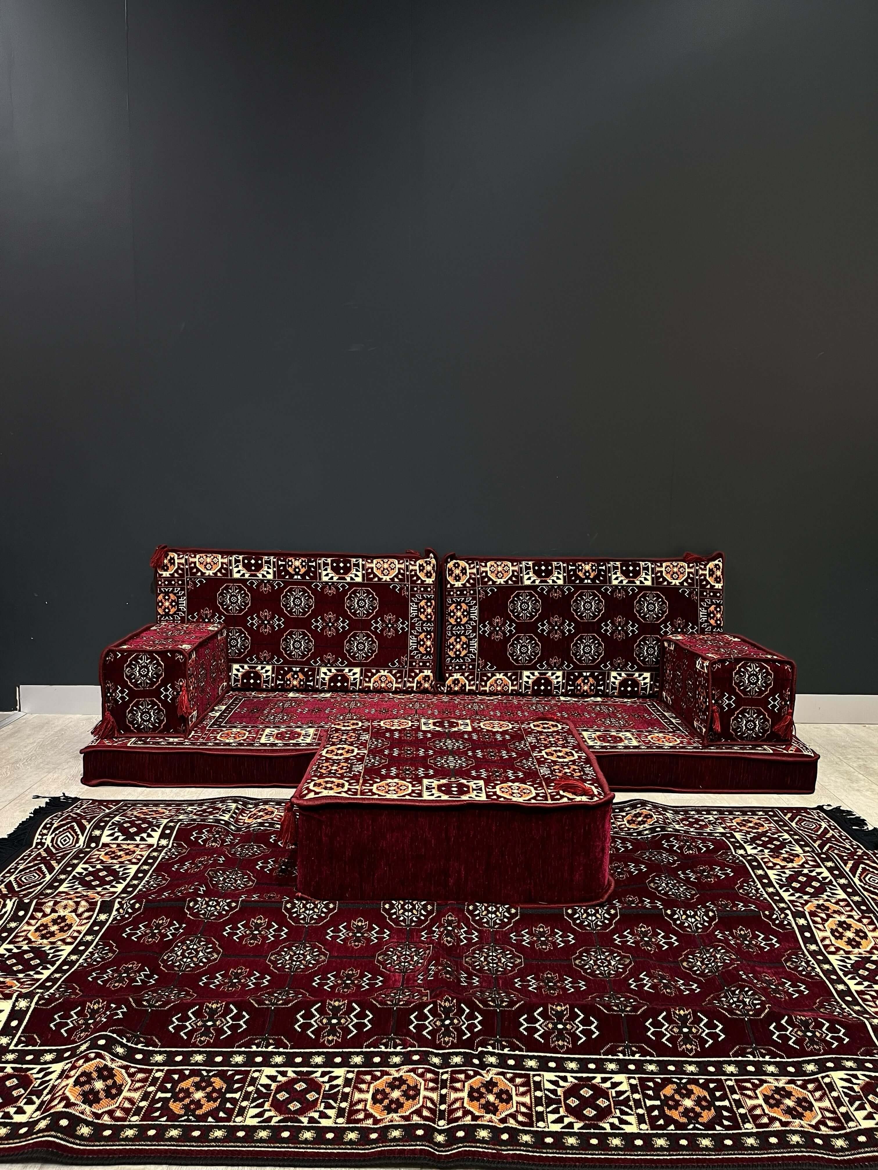 Arabian Majlis (Full Arabic Seat) Maroon Diamond