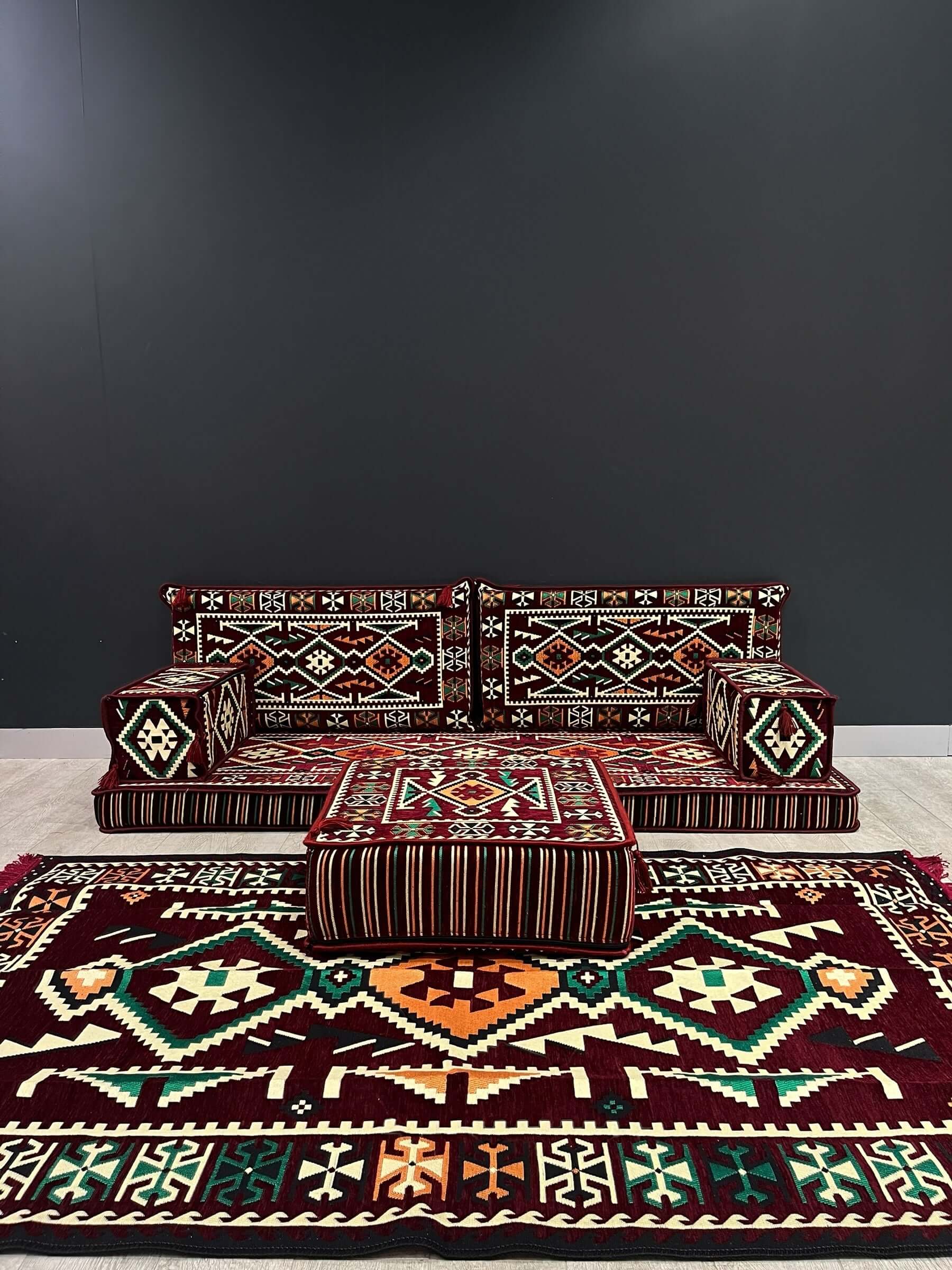 Arabian Majlis (Full Arabic Seat) Maroon Serenity