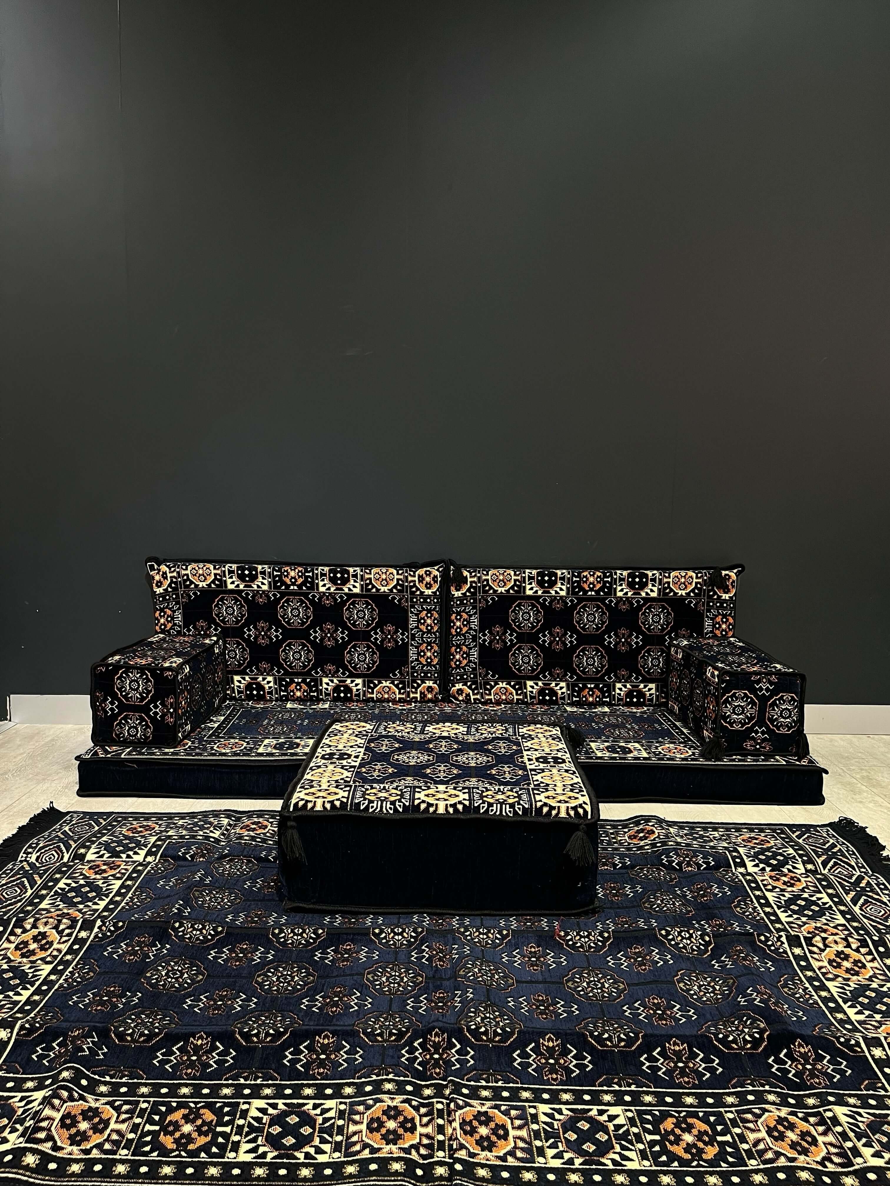 Arabian Majlis (Full Arabic Seat) Navy Diamond