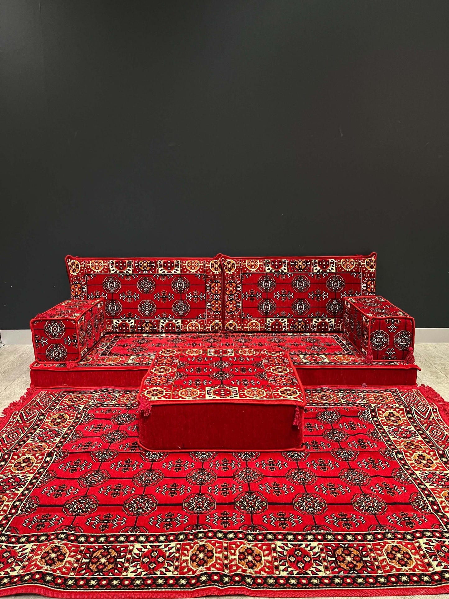 Arabian Majlis (Full Arabic Seat) Red Diamond Arabic Seat   