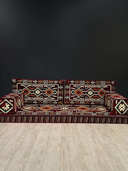 Arabian Majlis Maroon Serenity– 5 Piece Arabic Floor Seating