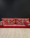 Arabian Majlis Red Serenity – 5 Piece Arabic Floor Seating