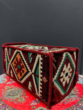 Traditional Turkish Armrest with intricate patterns in maroon and cream for vibrant floor seating support.