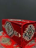 Traditional Turkish Armrest cushion in vibrant red with detailed patterns, perfect for floor seating support.